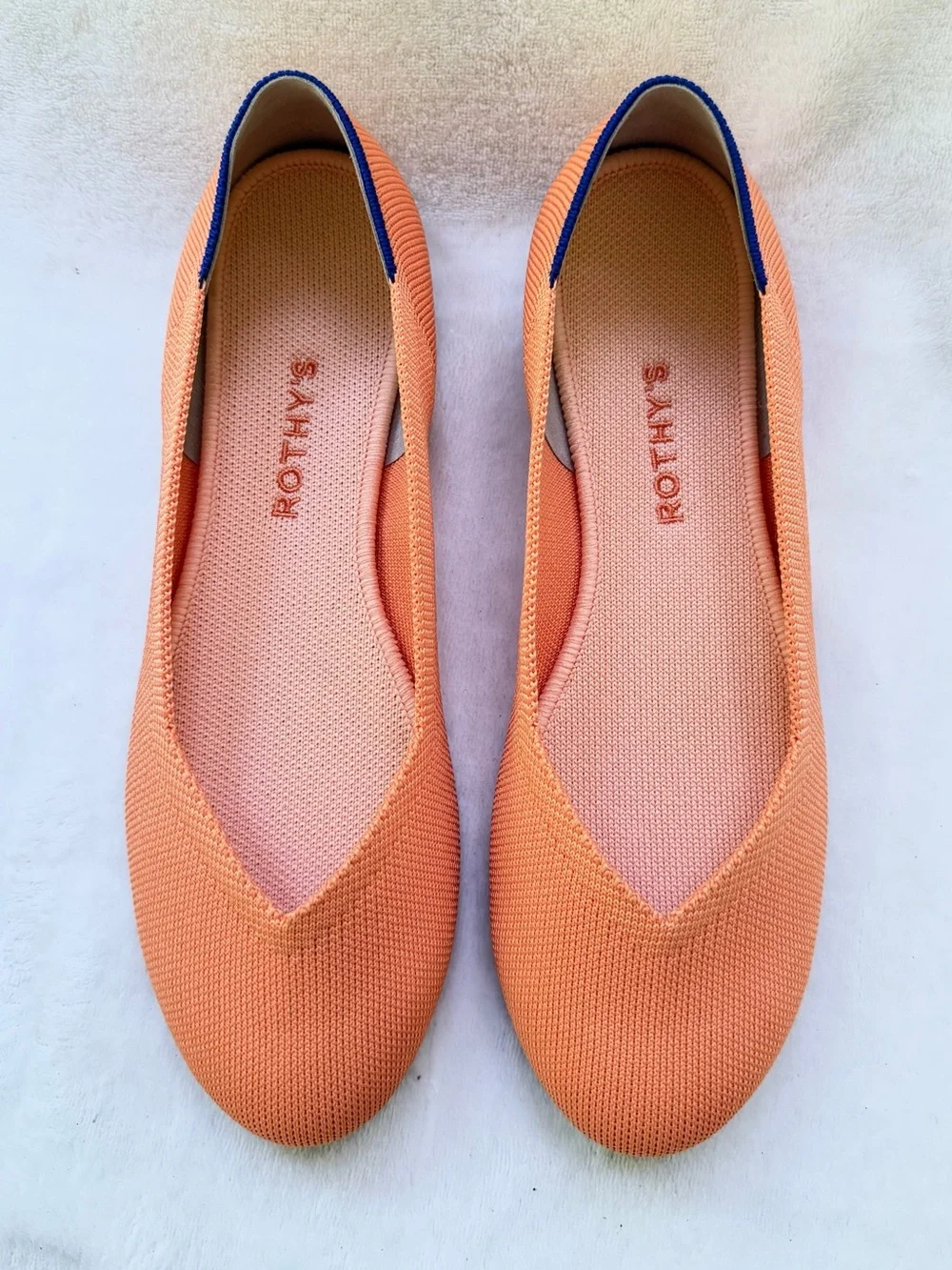 Rothy’s Tangerine Round Toe Ballet Flats Washable Size 9.5 New in Box